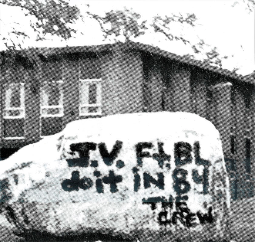 The Rock on the corner of Horizon and Holdsworth Drives in 1984 with New York Telephone in the background.