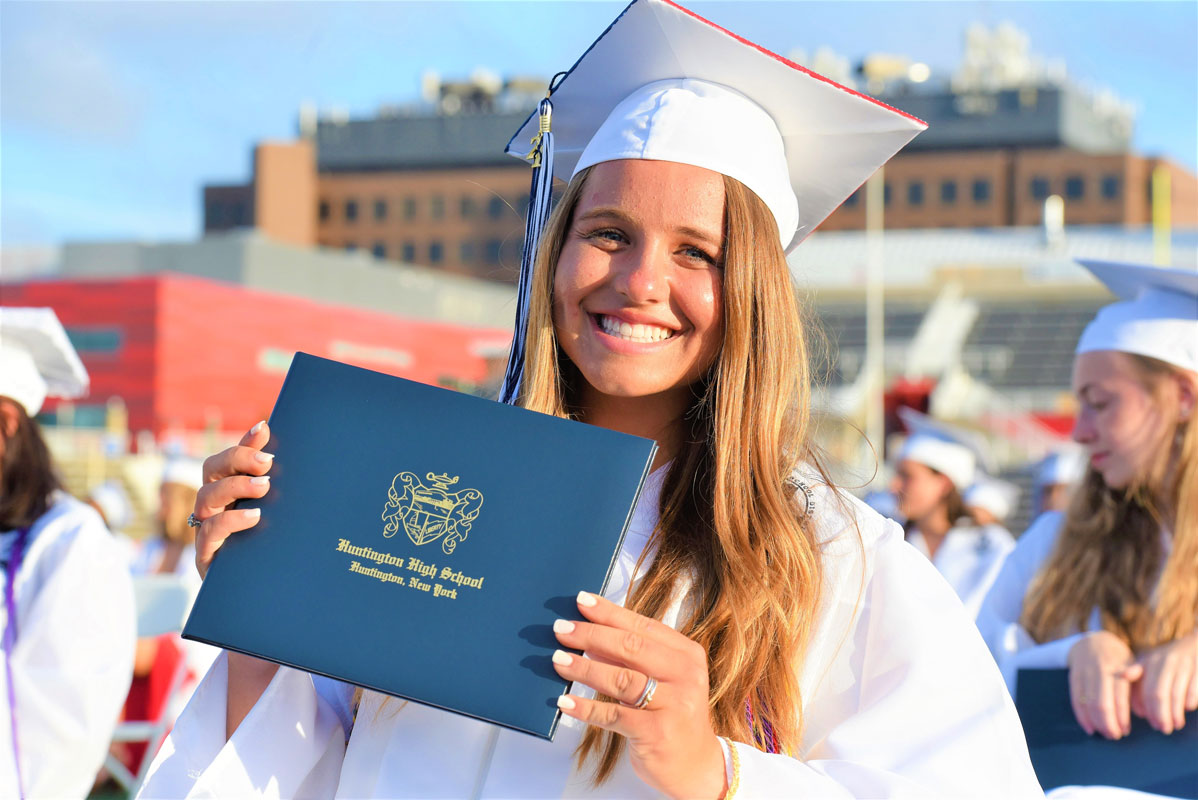 Jordan Forte is one happy Huntington High School graduate.