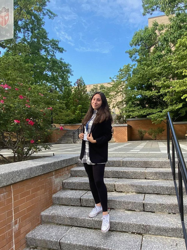 Naysa Escobar on the campus of St. John's University in Queens.