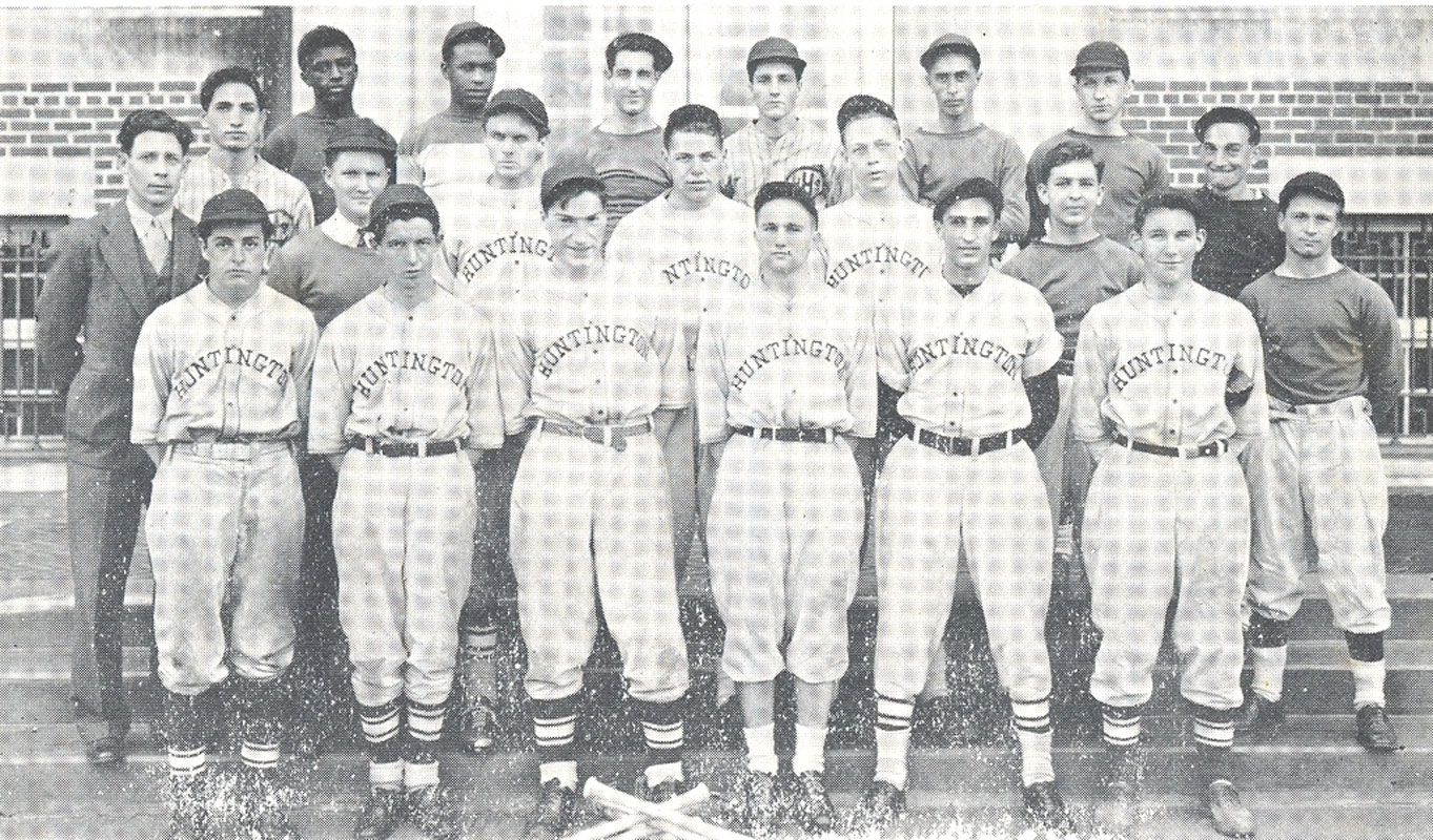Coach Bill Class (second row left) with the 1939 Huntington baseball team.