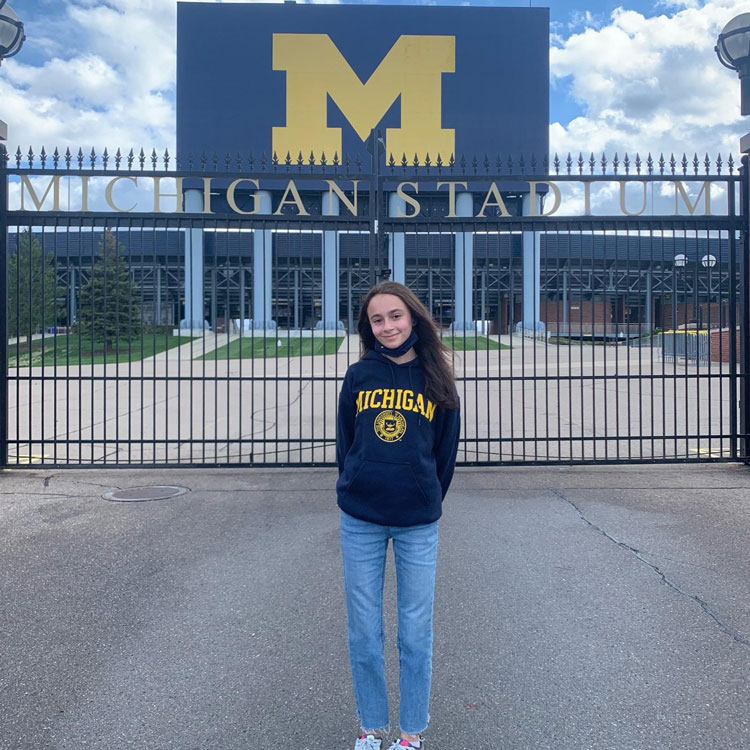 Huntington senior Alexa Rind on the Michigan campus.