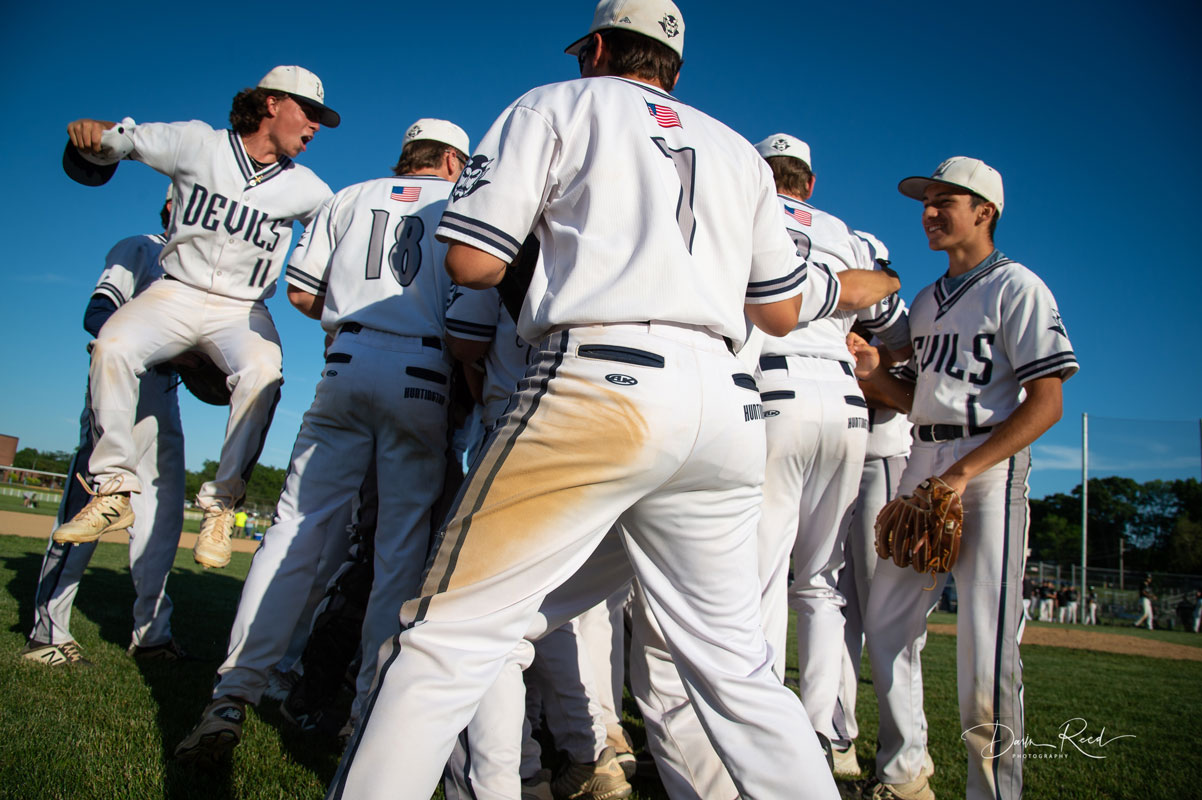 The Blue Devils mobbed each other after the final out. (Darin Reed photo 