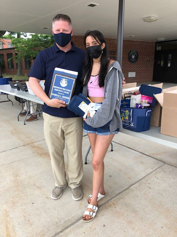 Brenden Cusack with Principal's Award recipient Isabelle Grenier.