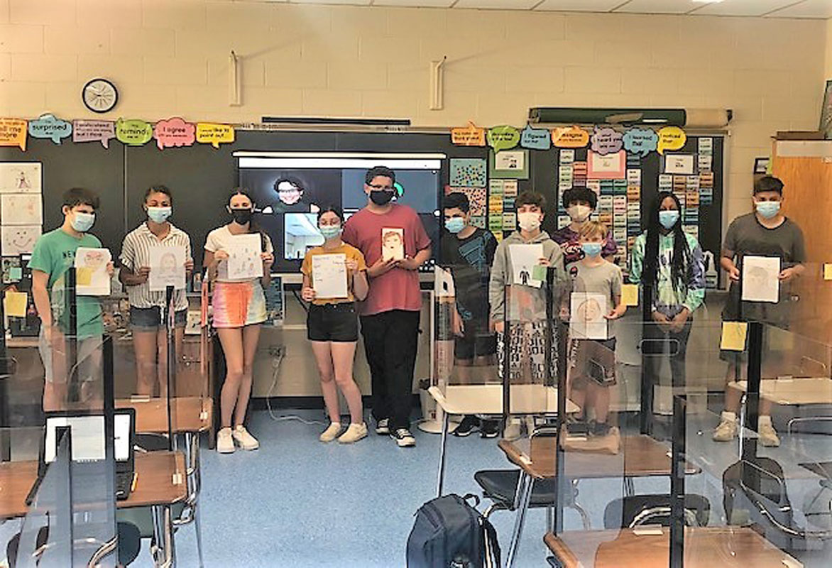 Finley English students created moving images related to the Triangle factory fire virtual field trip experience.