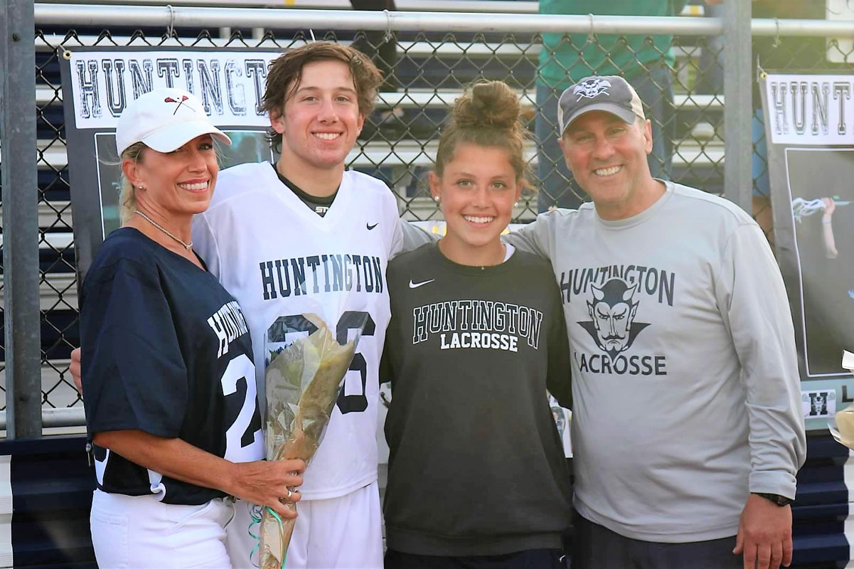 Aidan Bonn and his family on Blue Devil boys' lacrosse Senior Day.