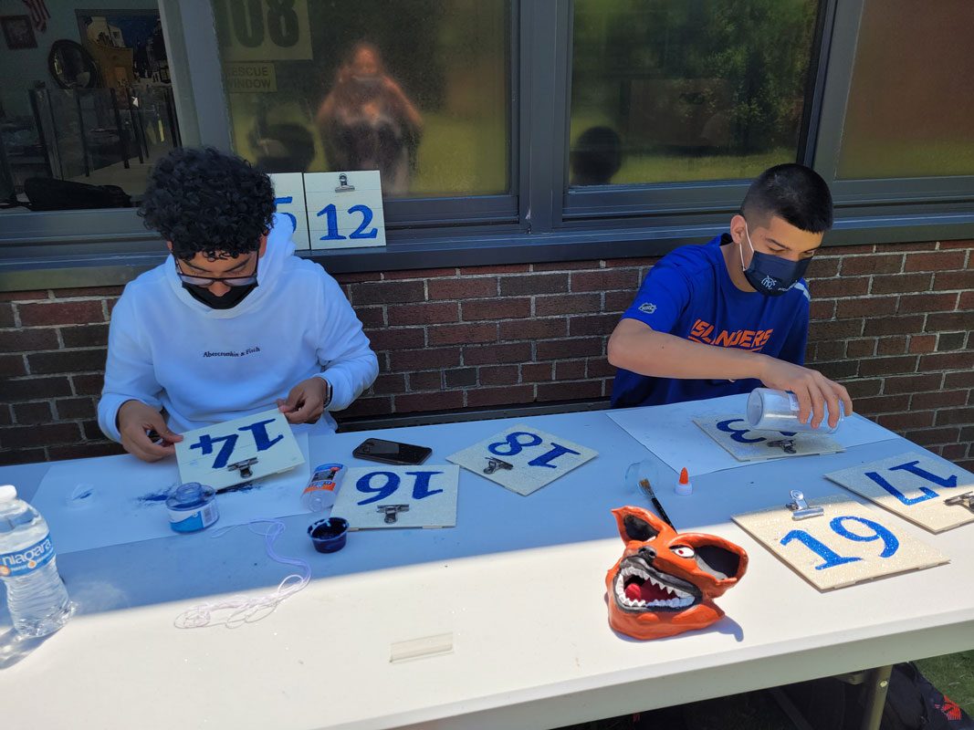 Creative Crafts students at work on 2021 prom decorations. 