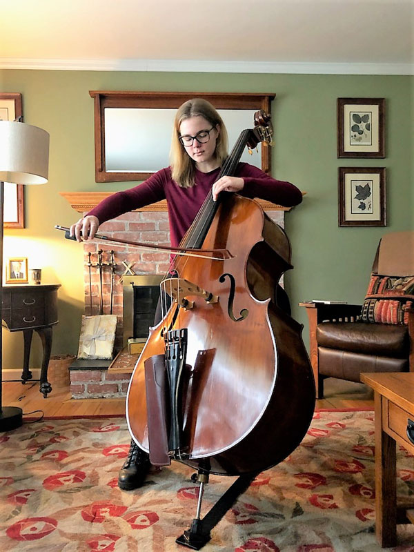 Grace Wildermuth rehearsing in the comfort of her home 