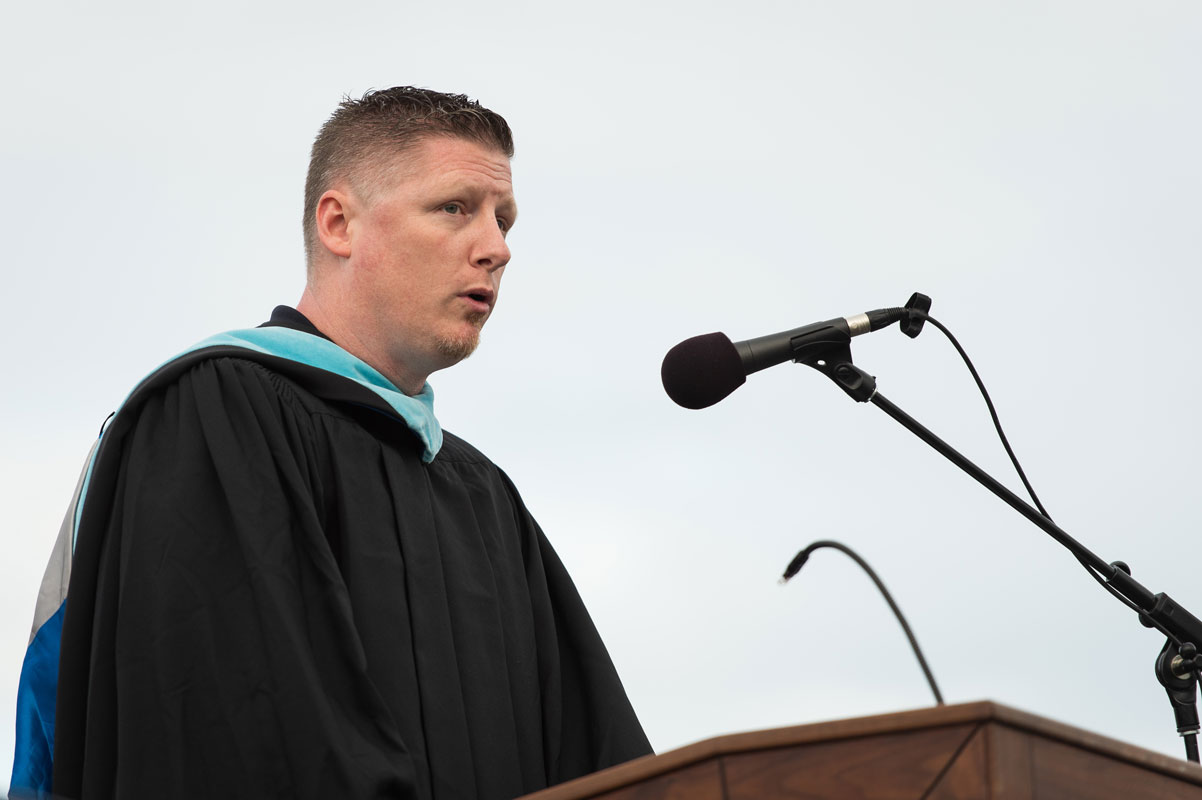 Principal Brenden Cusack will address the crowd. (Darin Reed photo.)