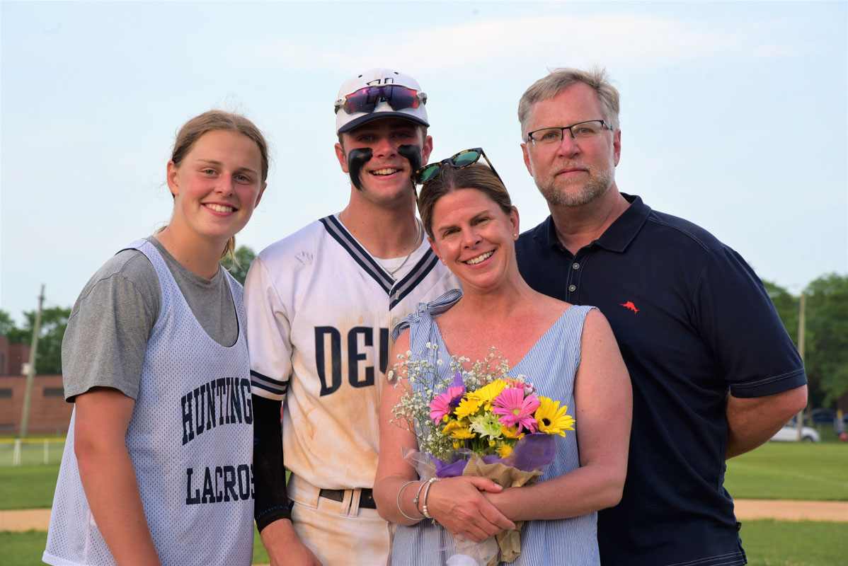 Aidan Bender and his family on Blue Devil baseball Senior Day 