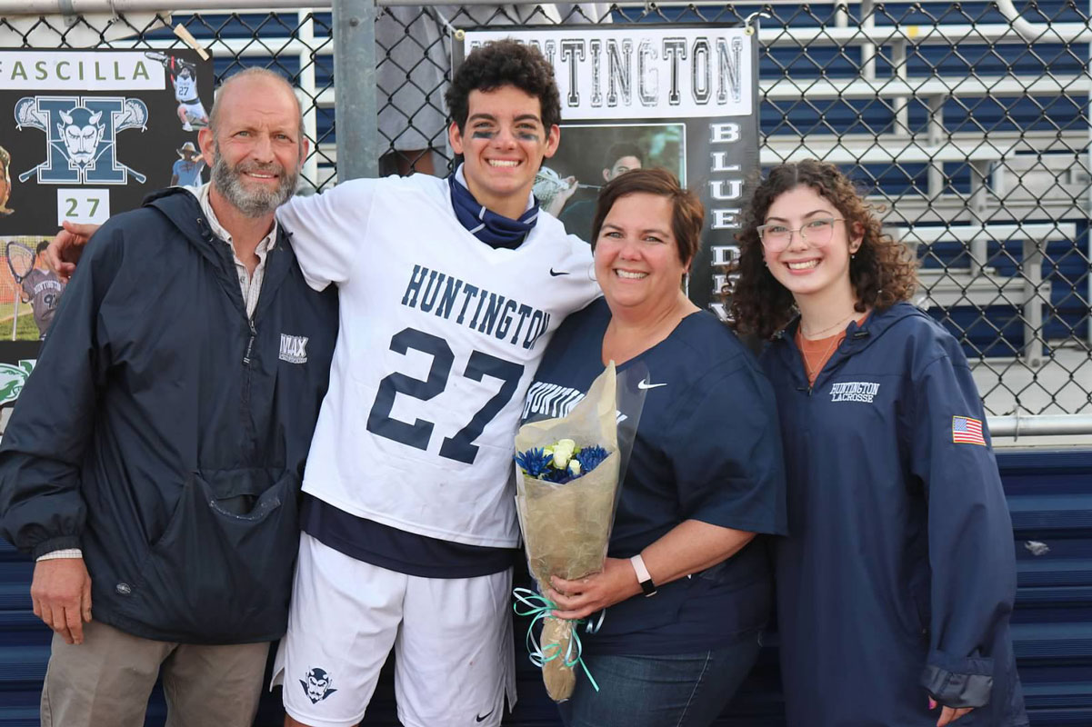 Alex Fascilla and his family on Blue Devil boys' lacrosse Senior Day.