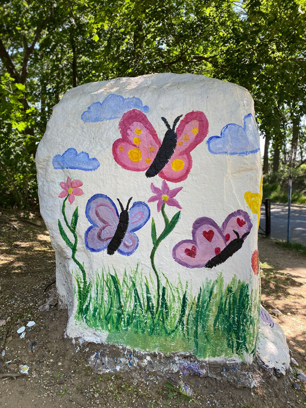 Art Honor Society members recently painted The Rock in a tribute to the Class of 2021 