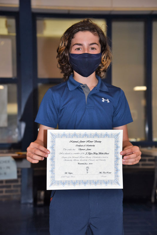 Spencer James is a proud new member of the Finley Honor Society.