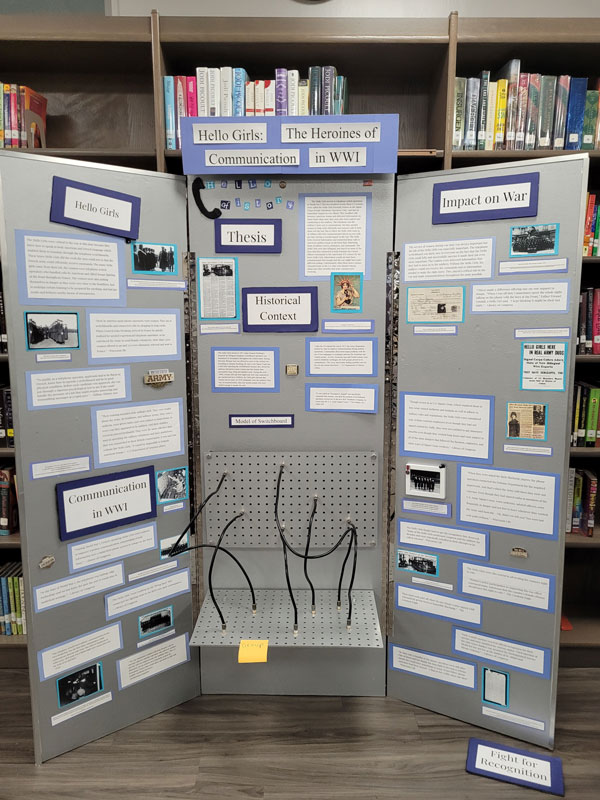 Markella Markotsis and Renee McKean won first place honors for this exhibit on the Hello Girls 