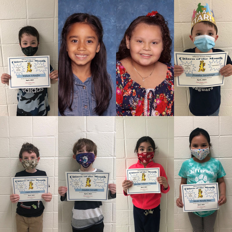 Jefferson Primary School's Citizens of the Month for April 2021 