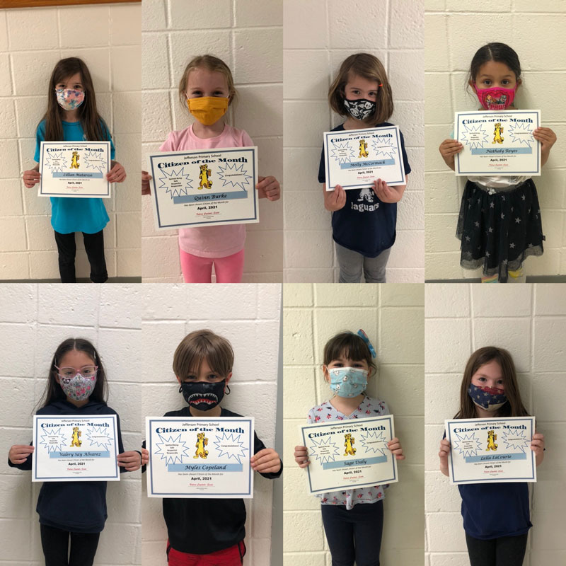 Jefferson Primary School's Citizens of the Month for April 2021 