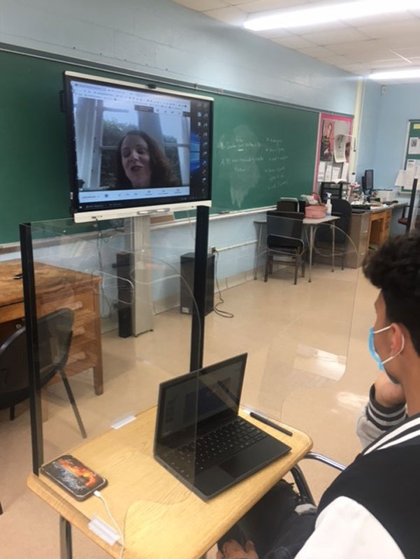 A Huntington High School creative writing class met virtually with a bestselling author.