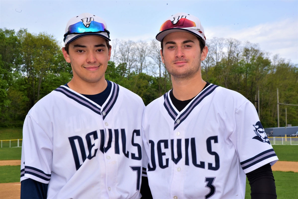 Huntington varsity baseball captains Kyle Colleluori and Chris Segreti.