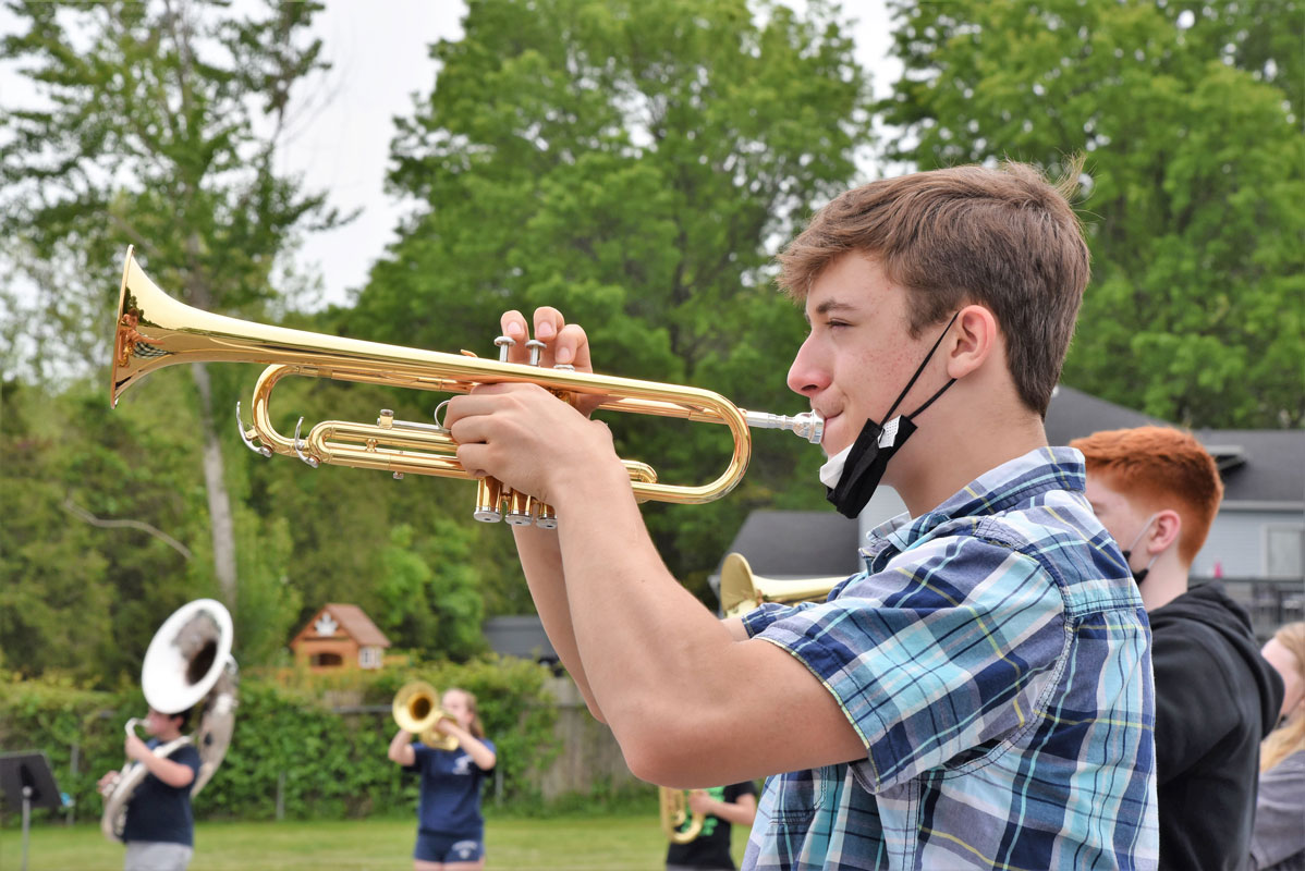 The band showed off its musicians and color guard members.