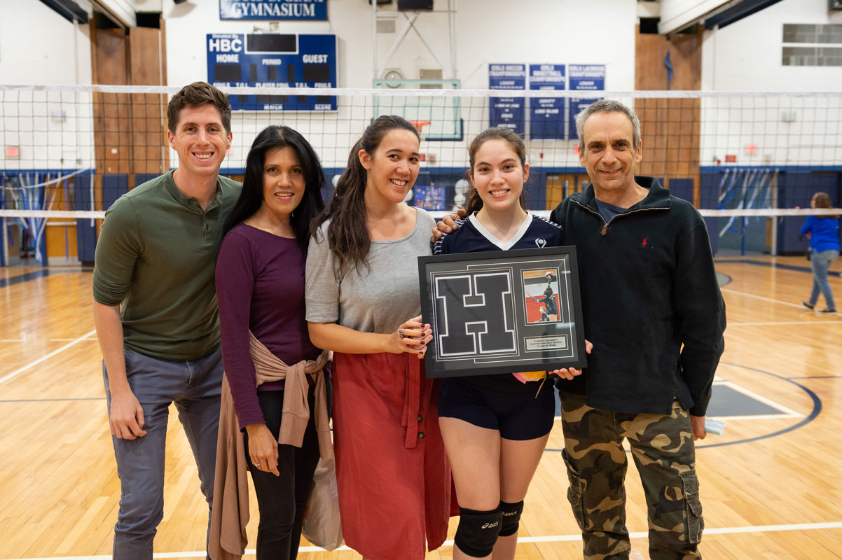 Cassidy Casabona with her family on Senior Day. (Darin Reed photo)