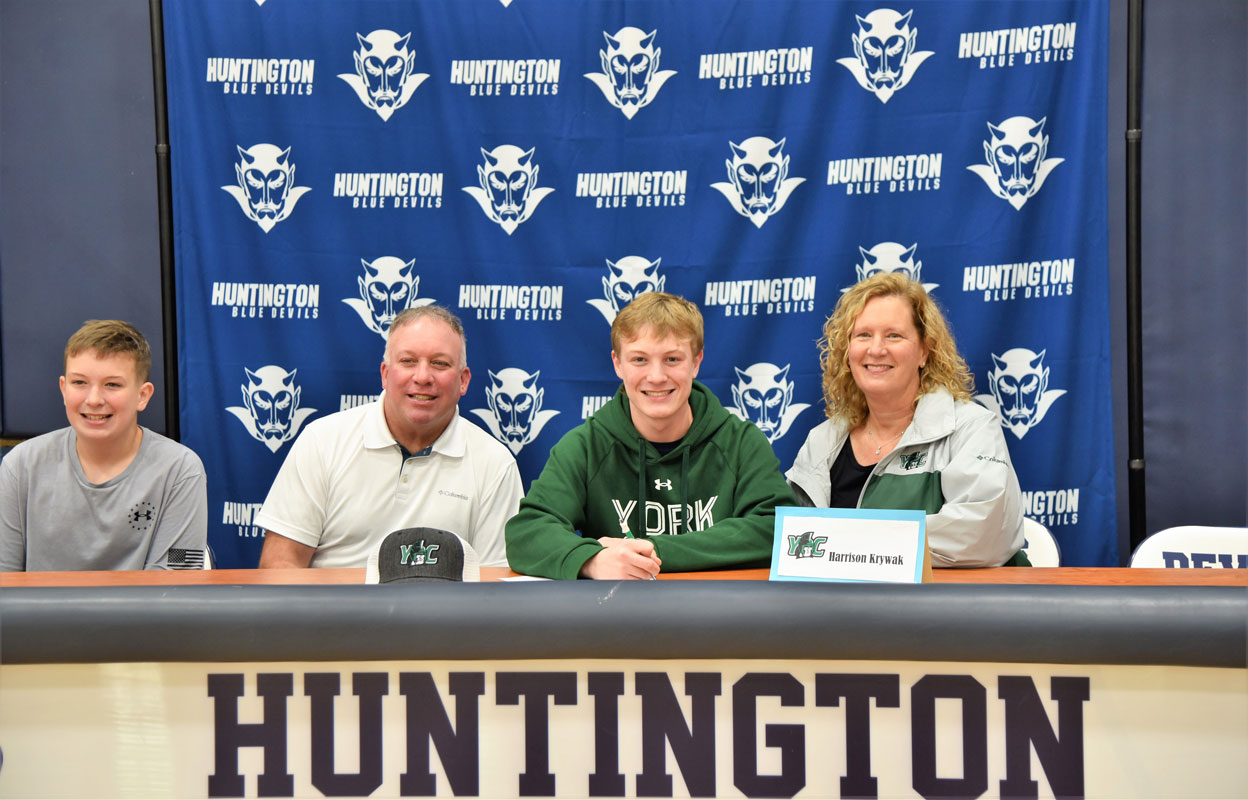 Huntington senior Harrison Krywak with his family 