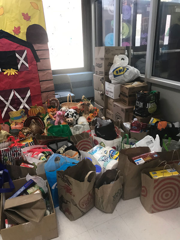 Hundreds of items were donated to help feed the hungry.