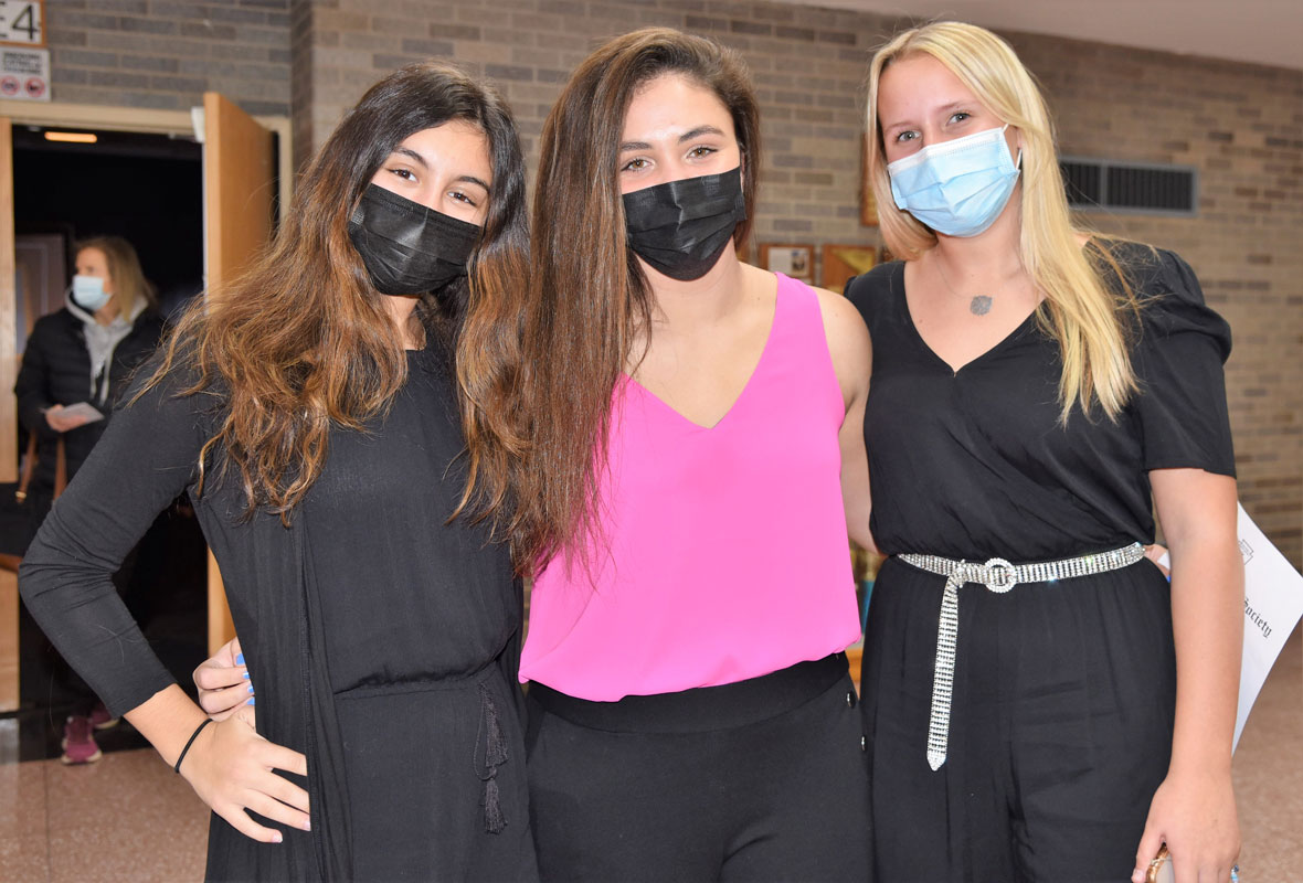 New members Talia Addeo, Haileigh Smith and Sarah Krisch following the ceremony 