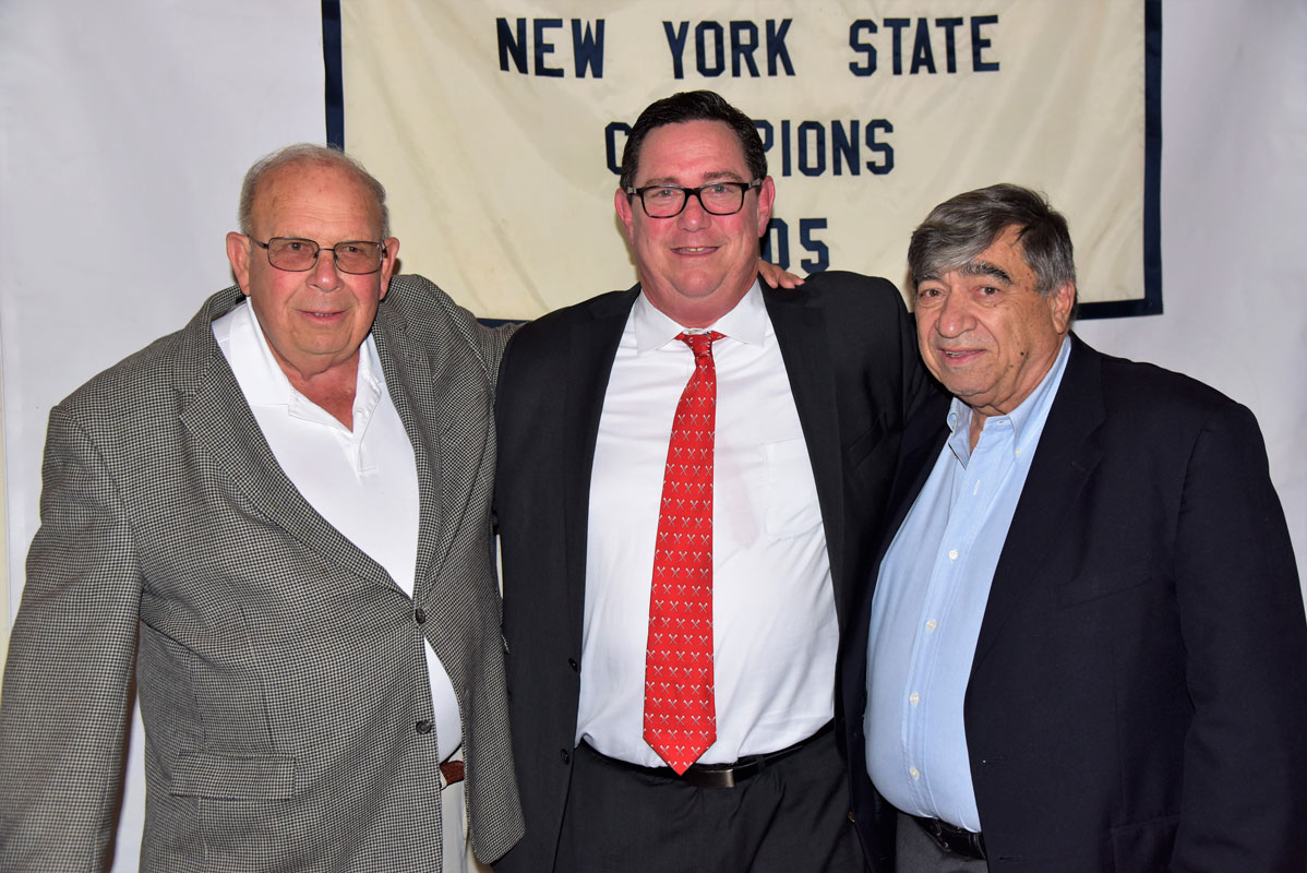 Paul McDermott is flanked by former Huntington coaching greats Pete Sansiviero and John Paci,