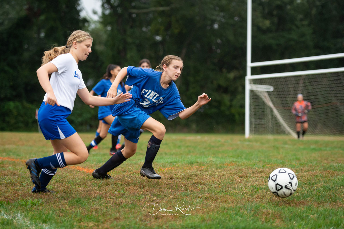 Finley soccer star Madyn Kalb races to the ball. (Darin Reed photo.)