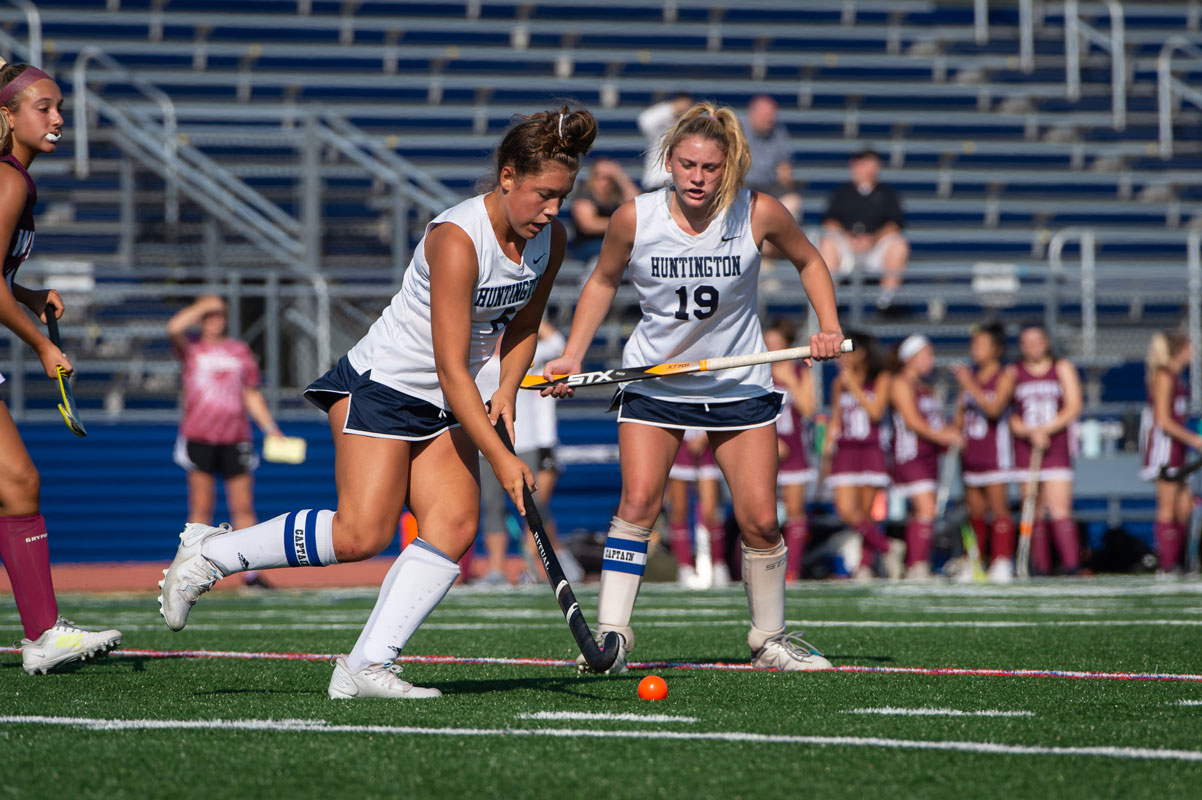 Laurel Bonn and Grace Agrillo are two of Huntington's star players. (Darin Reed photo.)