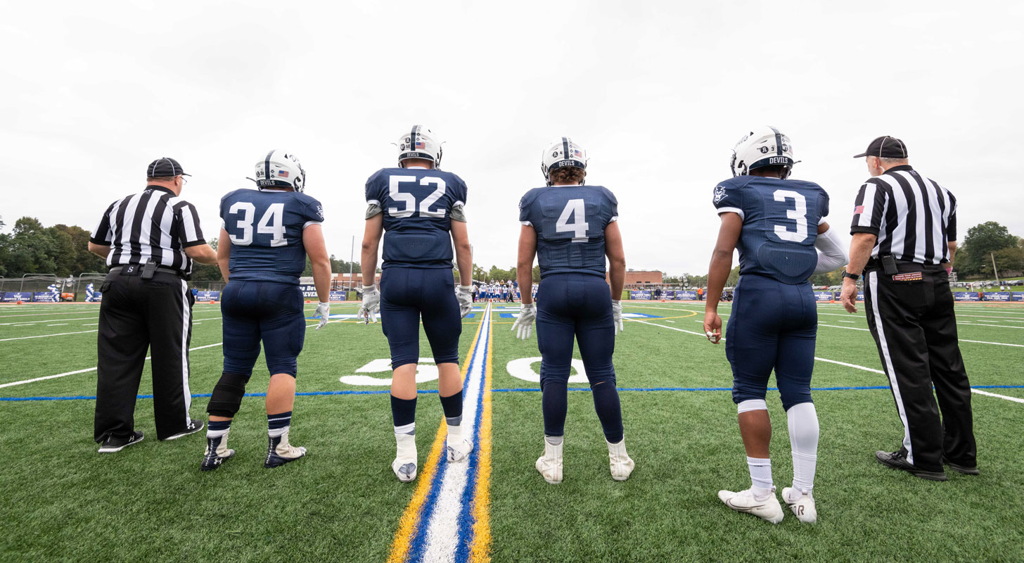 Huntington captains Robbie Smith, Liam McDonald, Lucas Petrizzi and Josiah Melendez. (Darin Reed photo.)