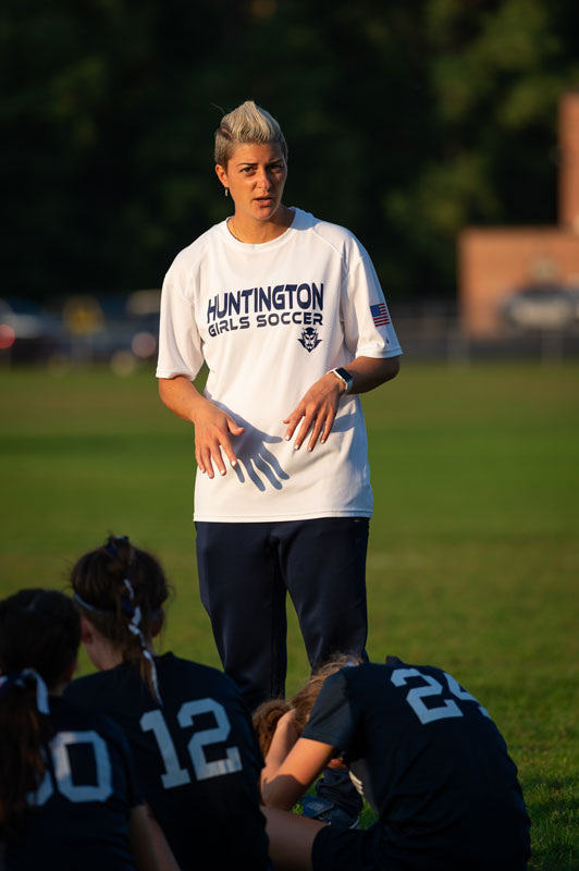 Huntington JV girls' soccer head coach Maria Canino. (Darin Reed photo.)