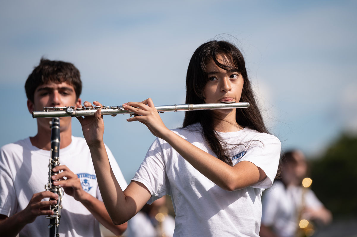 The Blue Devil marching band performed at the fall pep rally. (Darin Reed photo.)