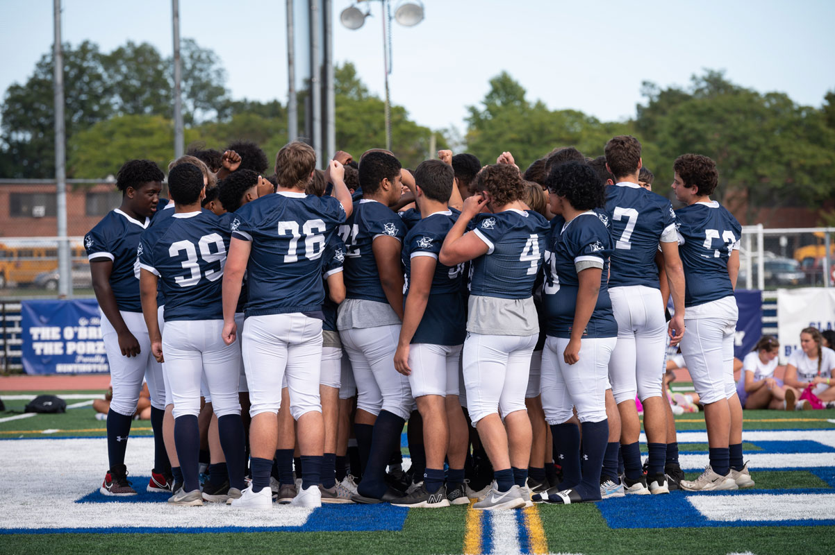 The Huntington football team plays at Copaigue on Friday night. (Darin Reed photo)