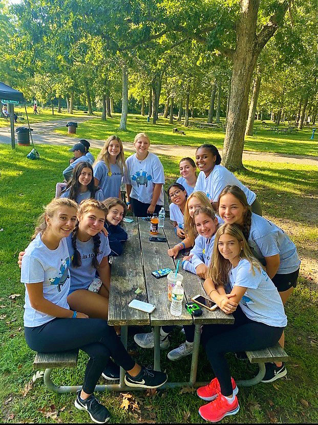  Blue Devil field hockey players at the first annual CAH Awareness Walk at Heckscher State Park. 
