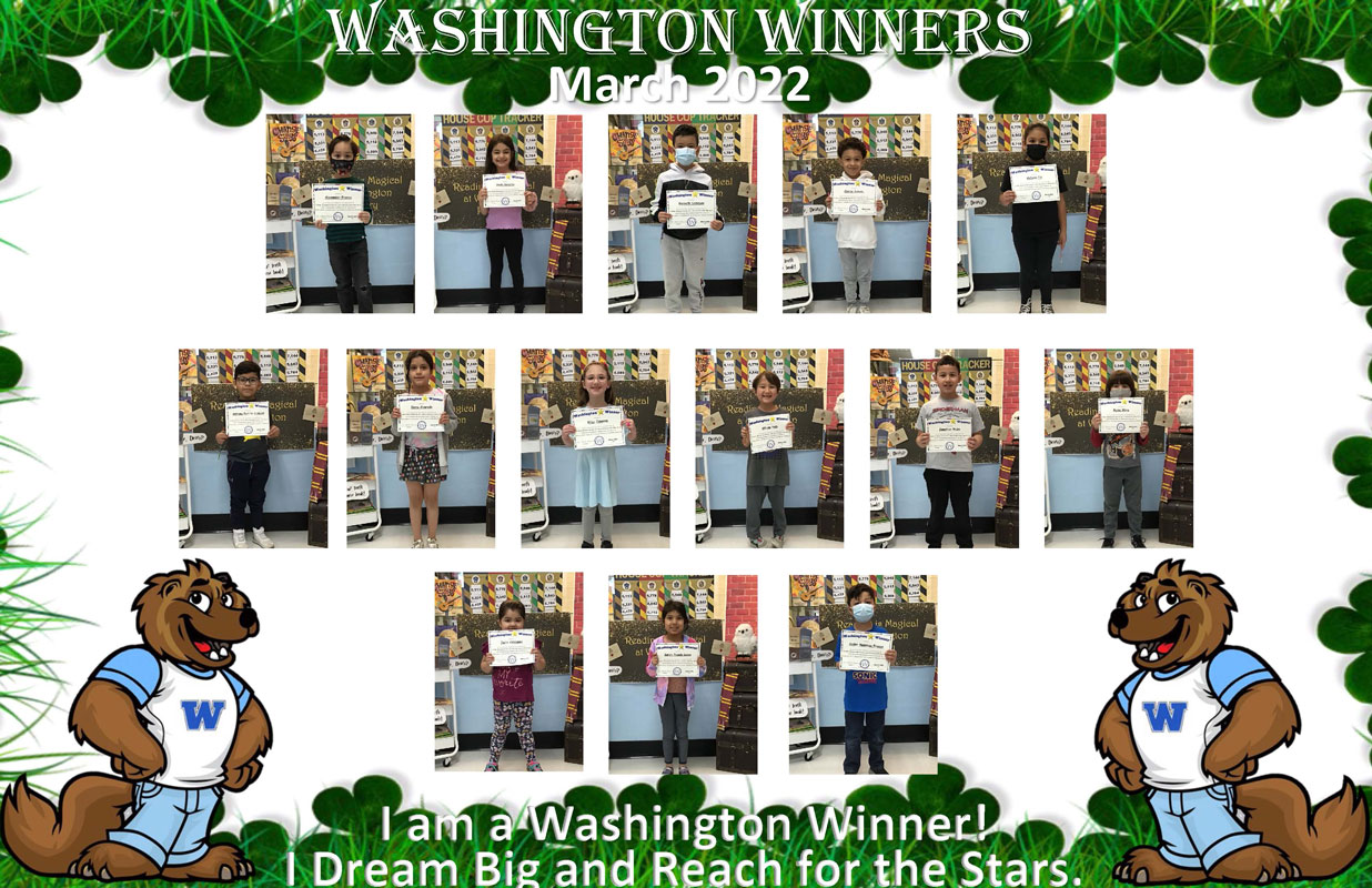 Washington Primary School's March Students of the Month Award winners.