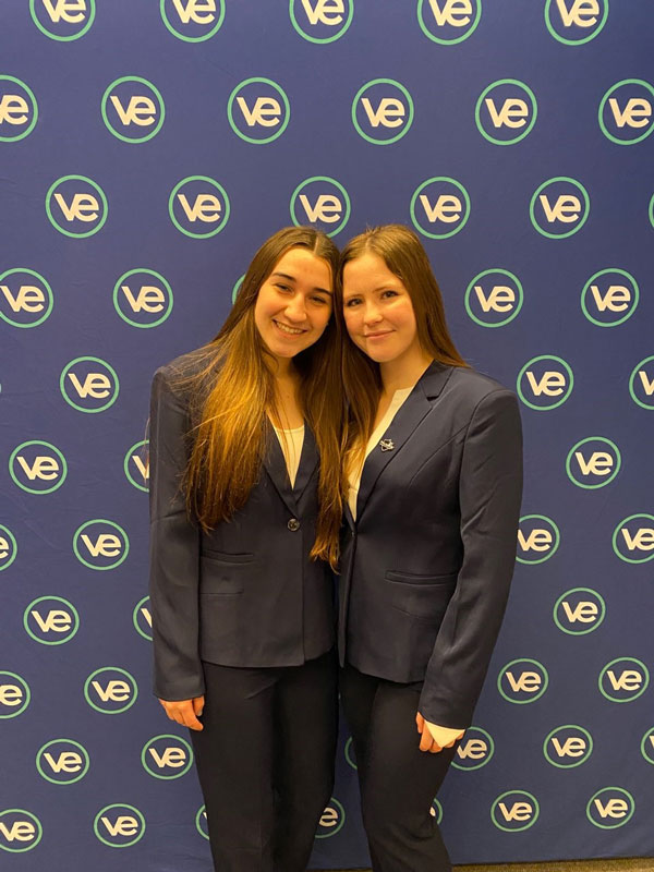 Adrianna LoScalzo and Caroline O'Rourke at the Youth Business Summit in New York City.