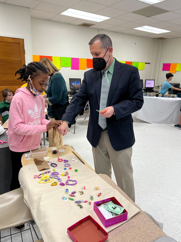 Superintendent Jim Polansky participated in Market Day at Woodhull.