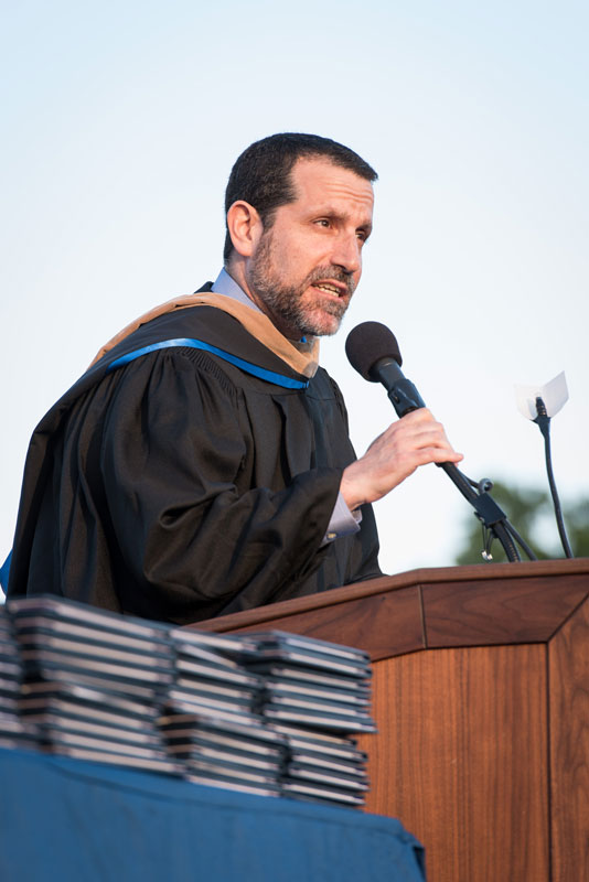 Huntington Superintendent Jim Polansky gave an uplifting address. (Darin Reed photo)