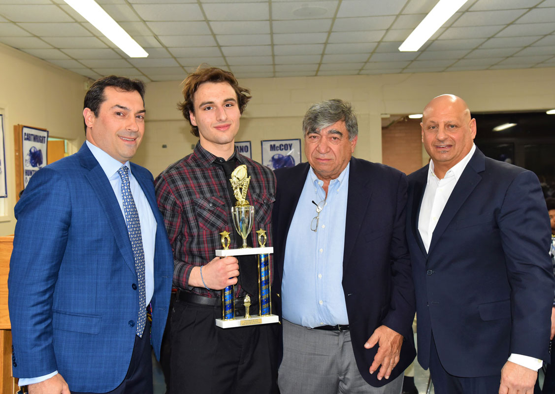 Bob Brush Courage Award recipient Bryce Criscuola with Dr. James Paci, John Paci, Jr and Steve Muller 
