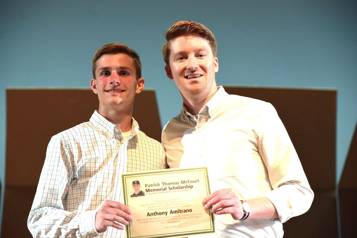 Huntington's Anthony Amitrano with Michael McCourt