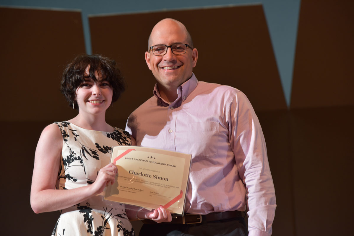 Brett Saltzman scholarship winner Charlotte Simon with Jeanpierre Caramanica (1)
