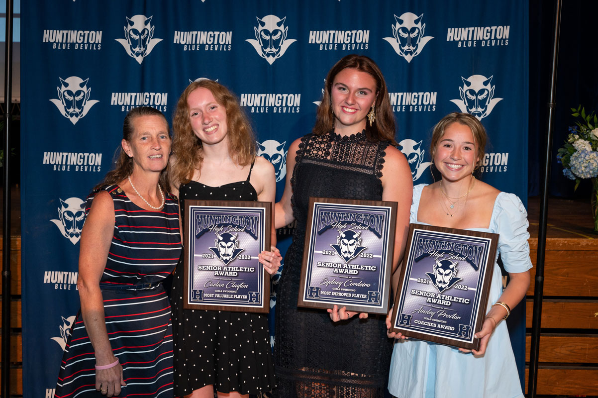 Assistant Coach Meg McConnell with Caelan Clayton, Sydney Cordeiro and Ainsley Proctor. (Darin Reed photo.)