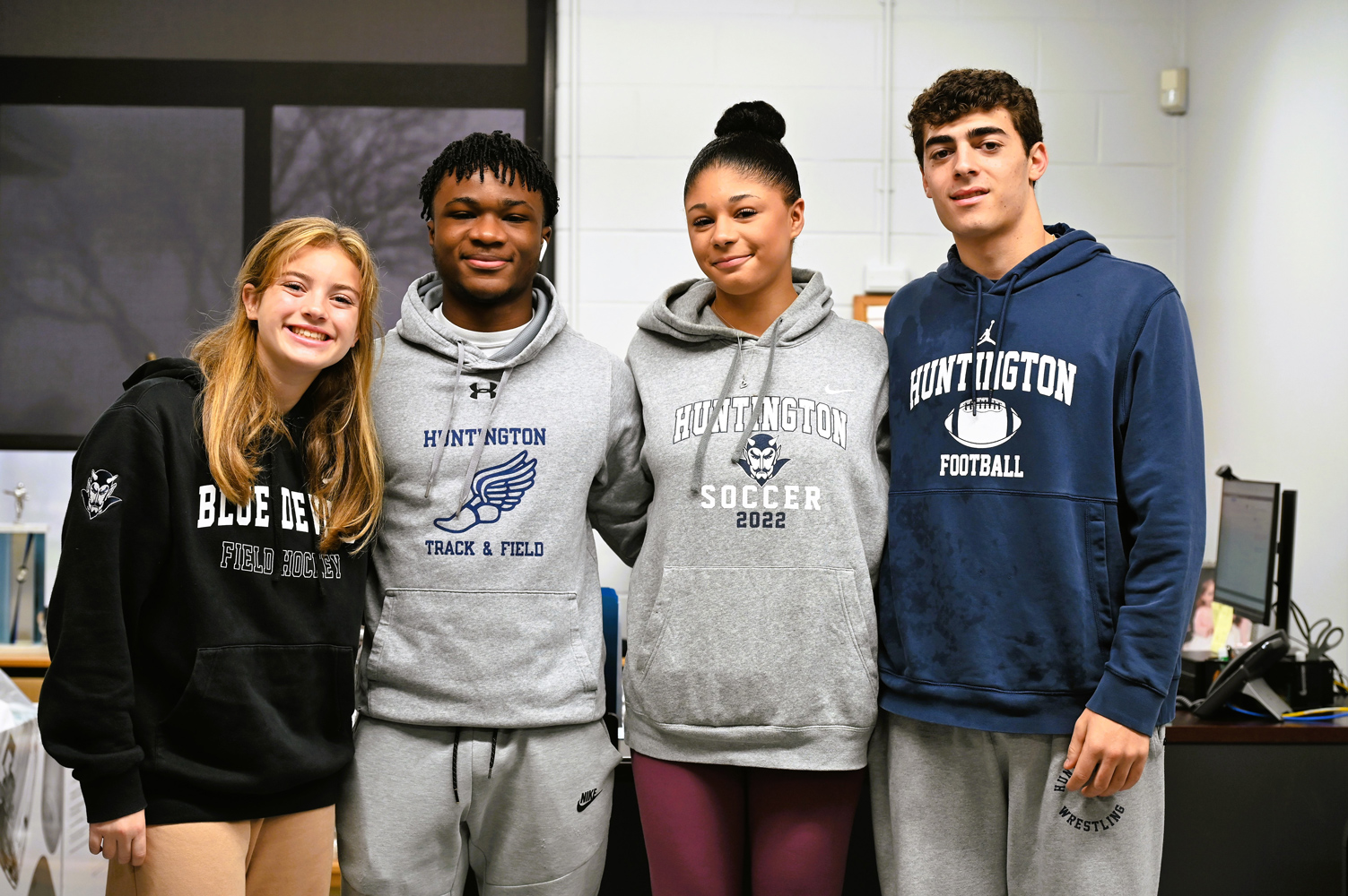  Blue Devils Olivia Polinsky, David Dje Bi, Hope Bilkey and Anthony Annunziata.    