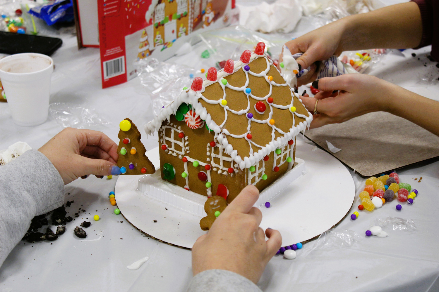 The gingerbread houses were impressive when finished