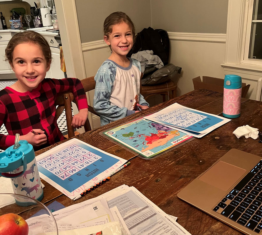 Sisters got into the spirit of Bingo during Washington School's special evening.