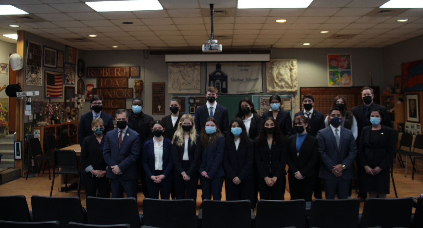 Huntington's mock trial team prior to its showdown with Bay Shore this week. 