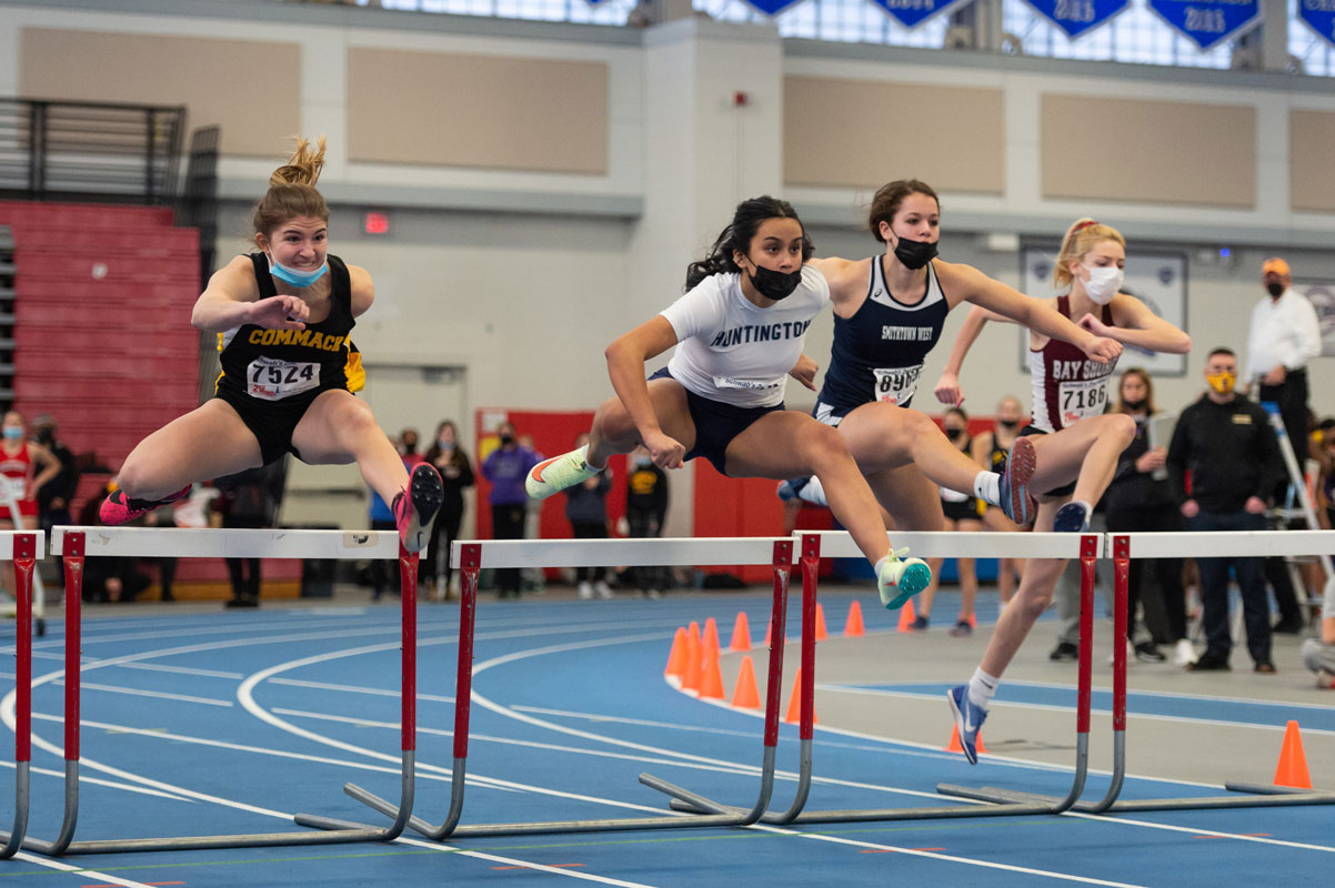 Olivia Conte won the county title in the 55m hurdles. (Darin Reed photo)