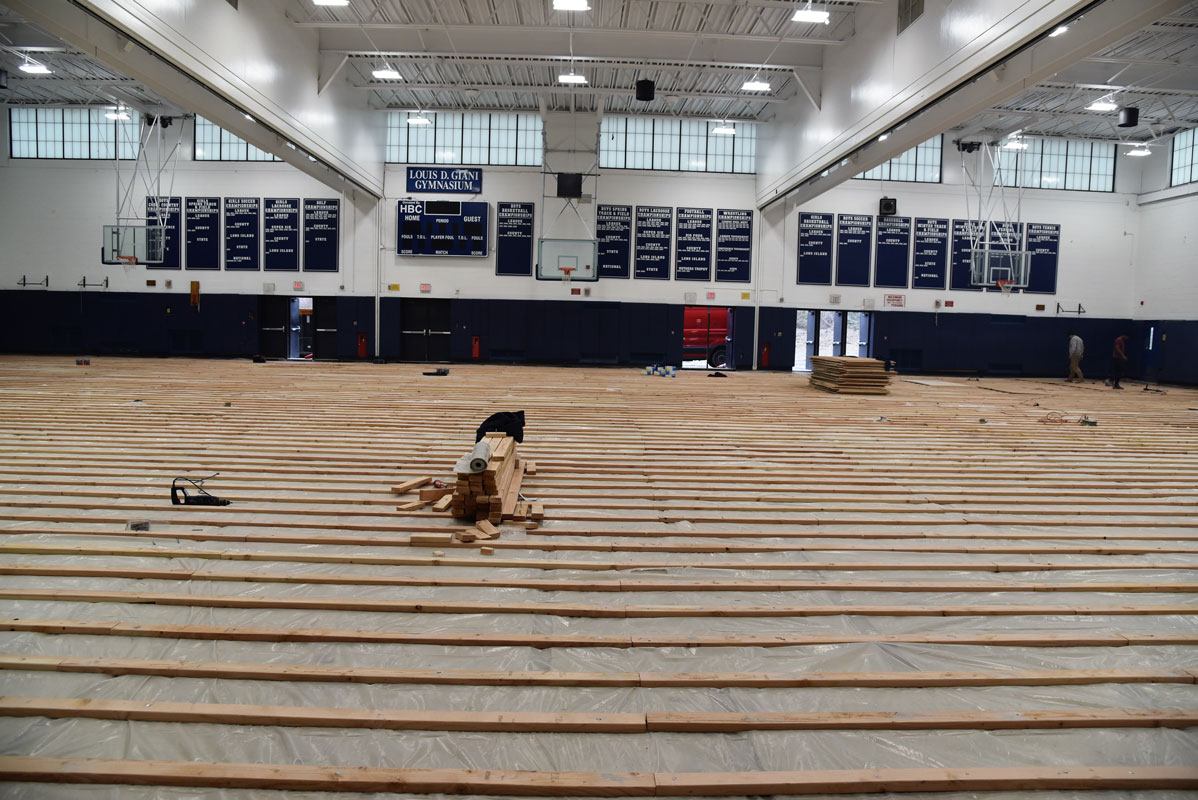 Repair work is progressing in the Huntington High School gymnasium (3)