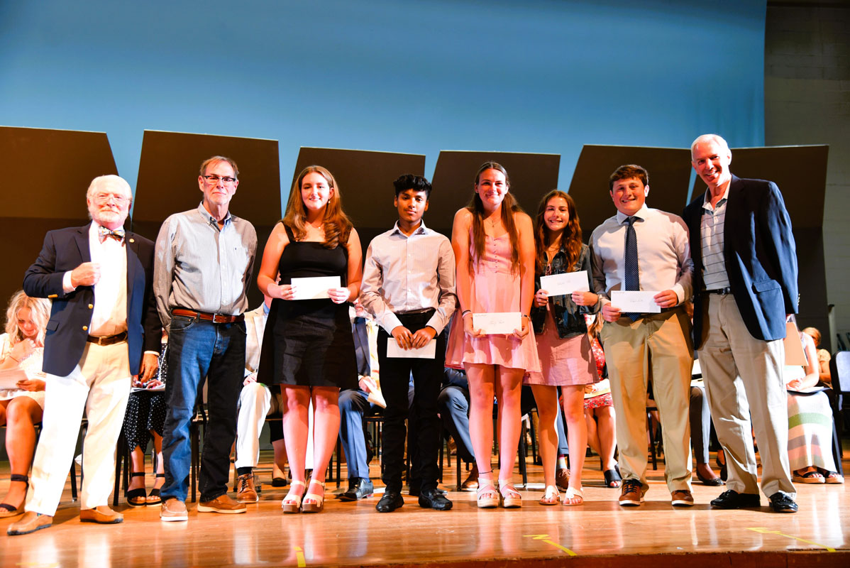 Rotary Club officials presented five Huntington seniors with $16,000 in scholarships 