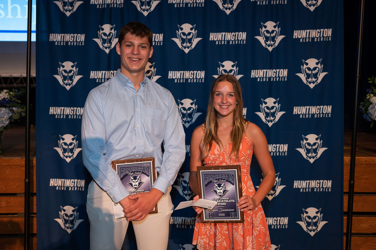 Kleet Lumber Scholar Athlete Award recipients Charlie Girimonti and Regan Sansiviero. (Darin Reed photo.)